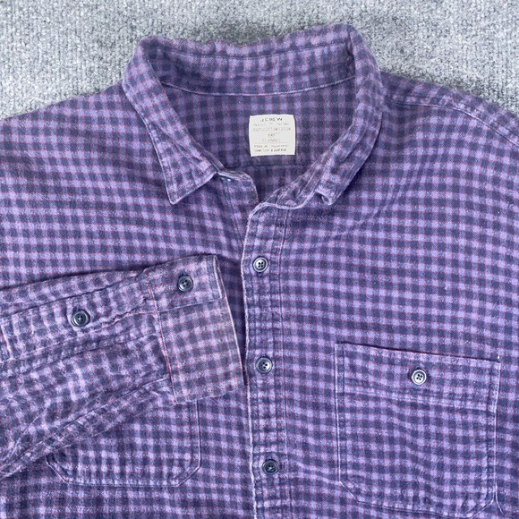 J. Crew Factory Other - VTG J Crew Work Shirt Mens Med Purple Chamois Flannel Button Up Rugged Gingham